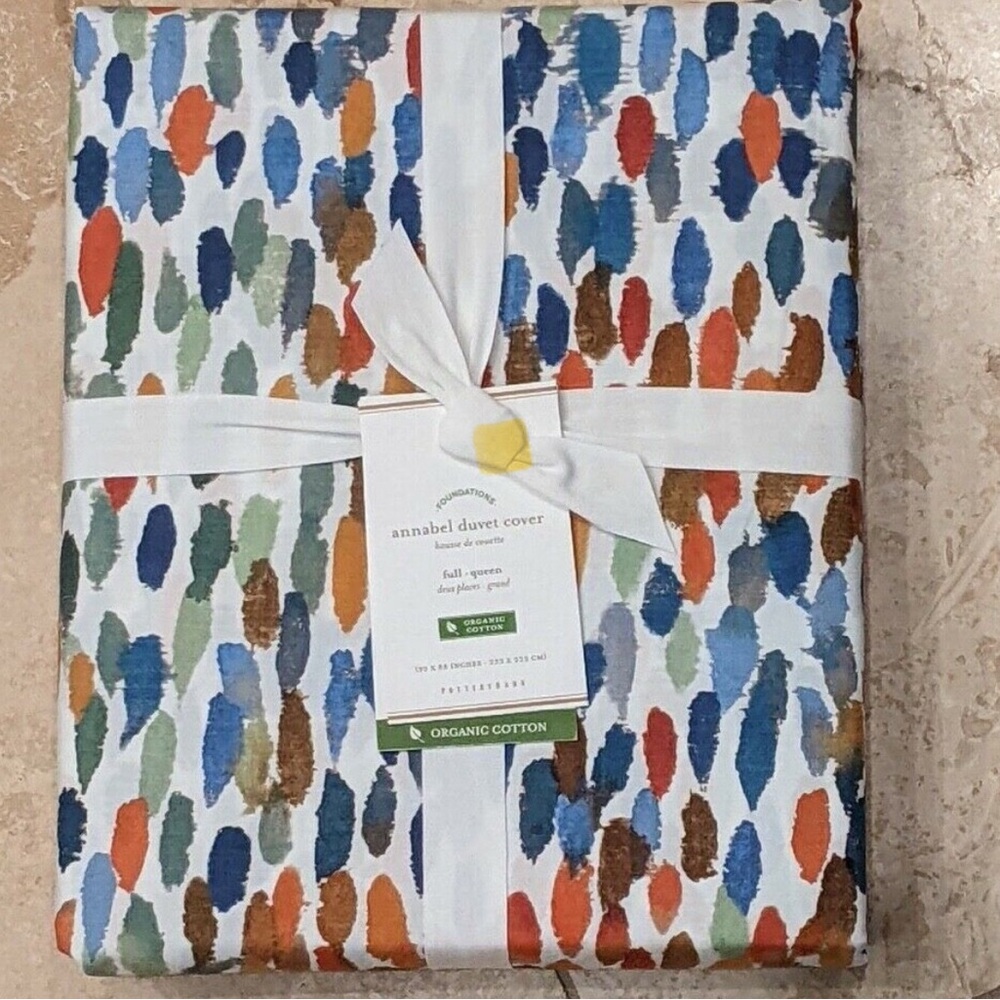 Pottery Barn Multicolor Watercolor Dot Duvet